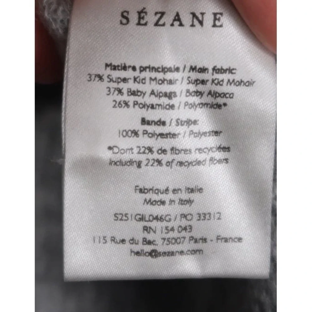 Sezane Gaspard Cardigan Gris Chine Light Gray Sweater M Luxe Quiet Luxury NWT